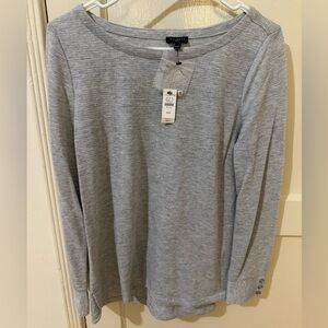 NEW WITH TAGS (NWT)! Talbots Petite Gray Metallic Silver long sleeve (Medium)